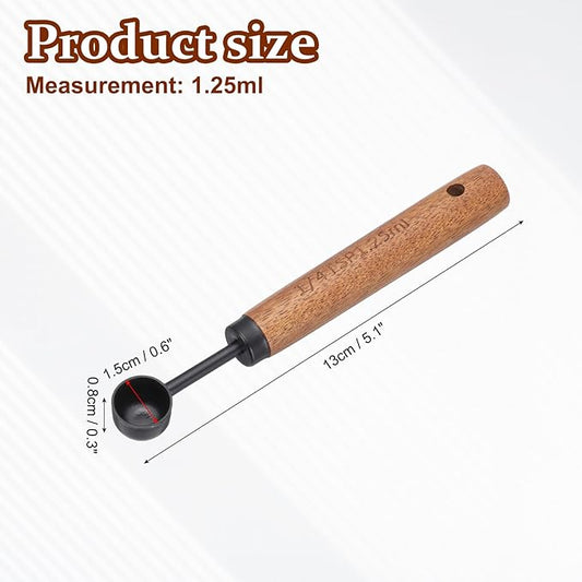 uxcell Measuring Spoon, 1.25ml Stainless Steel Coffee Scoop Spoon with with Wood Handle for Ground Coffee Tea Sugar Cooking Baking, Black