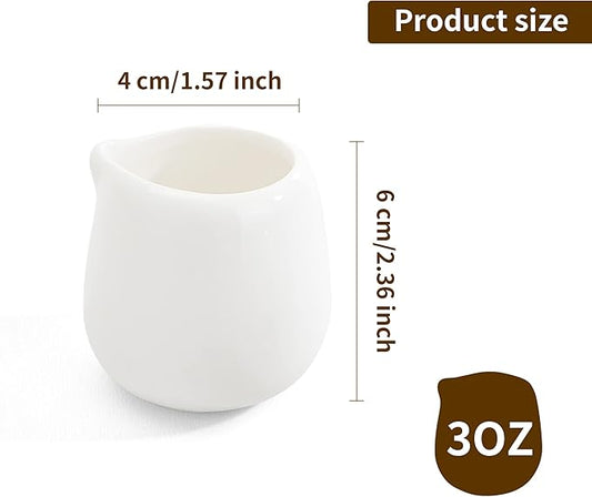 12Pack 3 oz Mini Cream Pitcher, Mini Ceramic Cream Pitcher, Small Creams Jugs, White Porcelain Creams Pitcher for Milk, Coffee, Jam, Sauces