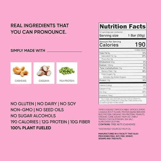 TRUBAR Vegan Protein Bar, Strawberry Shorty Got Cake, Gluten Free, Plant Based Protein, Dairy Free, Non GMO, Soy Free, No Sugar Alcohols, 12G Protein, 12G Fiber, 23G Carb, On the Go Snack Bars, 12 CT