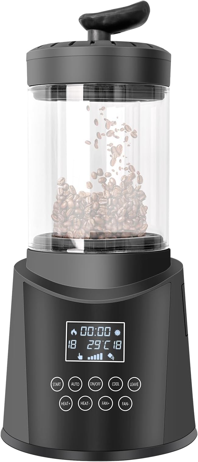 MAGO MAGA Smart Home Coffee Bean Roaster, Digital Display, Auto and Manual Modes, 300g Capacity Ultra-low Smoke Chaff Collection, Transparent Viewing, Auto-Cooling, 120V,Ver1.1