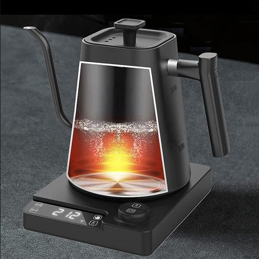 Smart Electric Kettle 1000ML Gooseneck Kettle With Temperature Control and 24H Keep Warm, 304 Stainless Steel Hot Water Kettle For White Tea, Coffee, Boiling Water (Black)