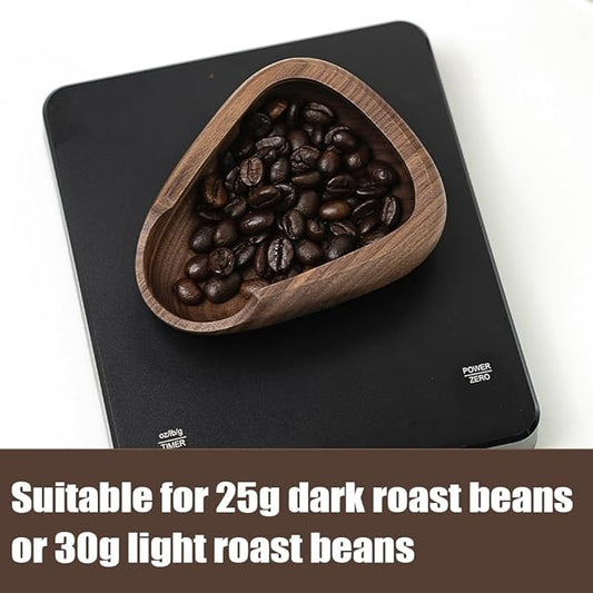 MIGAKU HOME Coffee Bean Dosing Cup & RDT Spray Bottle Set - Walnut Wood Espresso Accessories Kit with Static Reduction Spray, Measuring Tray for Coffee/Tea 
