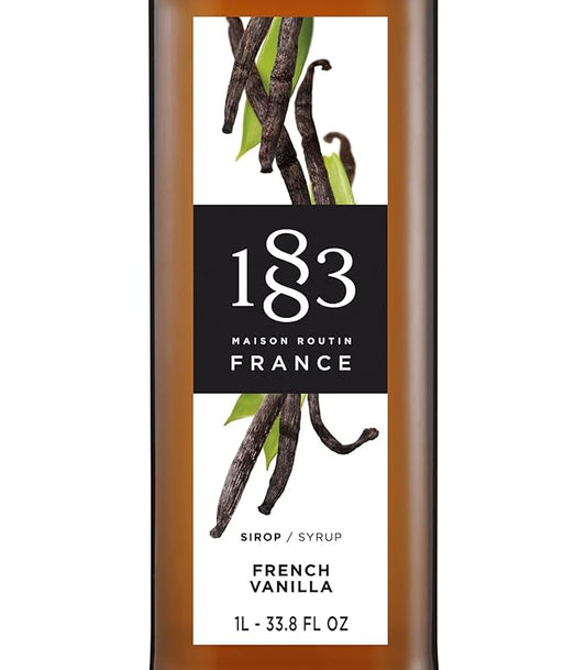 1883 French Vanilla Syrup for Drinks, Made in France, 1 Liter Plastic Bottle