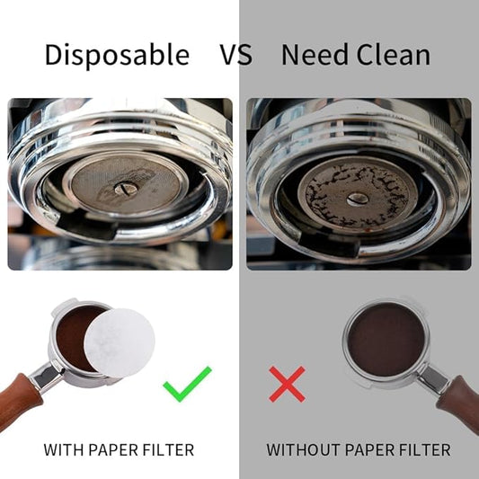 watchget 51mm Espresso Paper Filters - 100 Pcs Replacement Unbleached Coffee Filter Papers for Espresso Machines, 51mm Portafilter Baskets, and Coffee Maker Tools