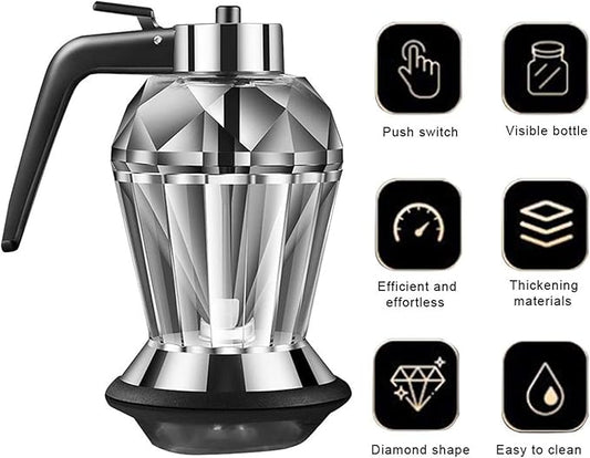 Honey Dispenser,Dripless Glass Honey Dispenser with Stand Syrup Dispenser Seasoning Jar for Kitchen Tool,Honey Pot with Stand – for Syrup,Sugar,Sauces,Jar,200ML,9.5 * 15CM