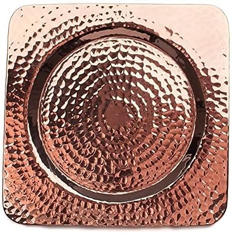 Sertodo Copper, Square Napa Cup Coaster, Hand Hammered 100% Pure Copper, 4.5 inch square, Set of 4
