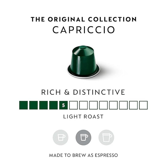 Nespresso Capsules Original Line, Capriccio, Medium Roast Espresso Coffee, 50 Count Coffee Pods