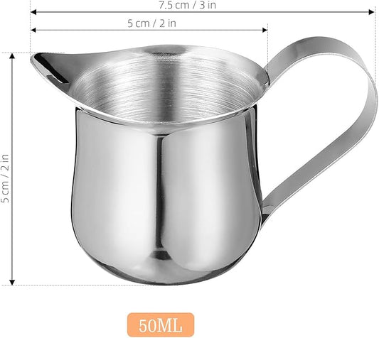 Stainless Steel Espresso Pitcher 50Ml Small Milk Frothing Cup with Scale Design Metal Cream Frothing Jug for Coffee Latte Art 4Pcs Set Household Use