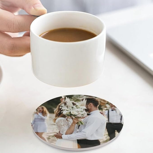 Custom Ceramic Coasters Set of 4, Personalized Non-Slip Coaster with Any Photo/Text/Logo/Image, Customized Drink Coaster for Crafts, Business, Wedding, Bar, Home, Office, Kitchen