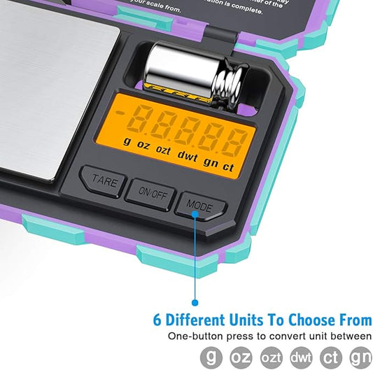 (Upgradaed) AMIR Digital Mini Scale, 200g /0.01g Pocket Scale, 50g Calibration Weight, Electronic Smart Scale, 6 Units, LCD Backlit Display, Tare, Auto Off, Stainless Steel (Battery Included)