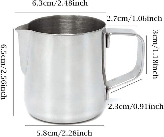 Honbay 1PCS Stainless Steel Milk Latte Frothing Pitcher Cup Jug Steaming Espresso Pitcher for Espresso Cappuccino Milk Cream Latte Coffee(5 Oz)