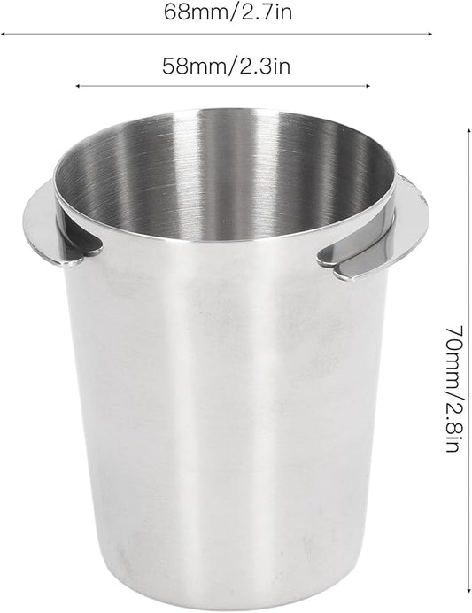 WQAPVHBG 58mm 120ml Stainless Steel Coffee Dosing Cup, 2.3 x 2.7 x 2.8in Espresso Coffee Dosing Cup, Silver Coffee Powder Feeder as Accessories for Coffee machine Portafilter