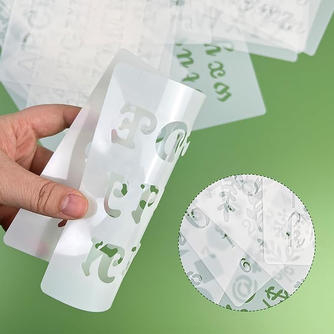 6x6in Alphabet Letter & Number Cookie Stencils for Royal Icing & Sugar Cookie Decoration - 16 Pcs Assorted Sizes