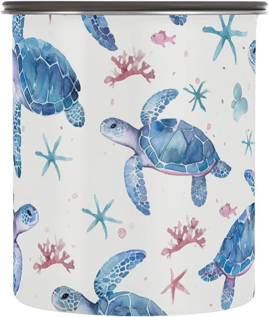 ALAZA Sea Turtle Watercolour Airtight Coffee Bean Canister 500ml Food Storage Containers with Lids For Gournd, Tea, Sugar, Flour, Rice, Cereal, Candy Cookie Jar