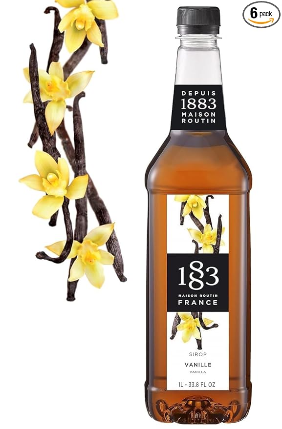 1883 Vanilla Syrup for Drinks – 1 Liter Plastic Bottles (Pack of 6) – Premium Beverage Syrup for Coffee, Tea, Cocktails, Lattes & Desserts