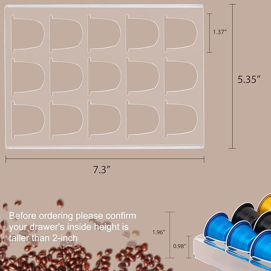 SUMERFLOS 2 Pack Acrylic Clear Coffee Pod Holder Organizer Tray, Coffee Pod Organizer for 15 OriginalLine Pods, Countertop or In Drawer Storage for Office, Home or Kitchen - 30 Pods