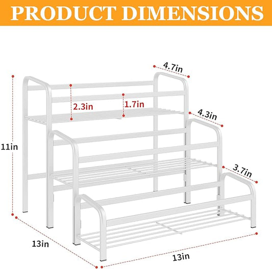 DTUQYX Coffee Syrup Organizer 3-Tier, 12 Bottles Capacity Coffee Syrup Rack, Metal Syrup Stand for Spice, Wine, Liquor, Bottle, Coffee Bar Station Racks Magnetic, No Installation, White