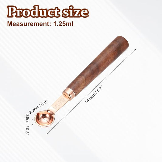 uxcell Measuring Spoon, 1.25ml Stainless Steel Coffee Scoop Spoon with with Wood Handle for Ground Coffee Tea Sugar Cooking Baking, Rose Gold
