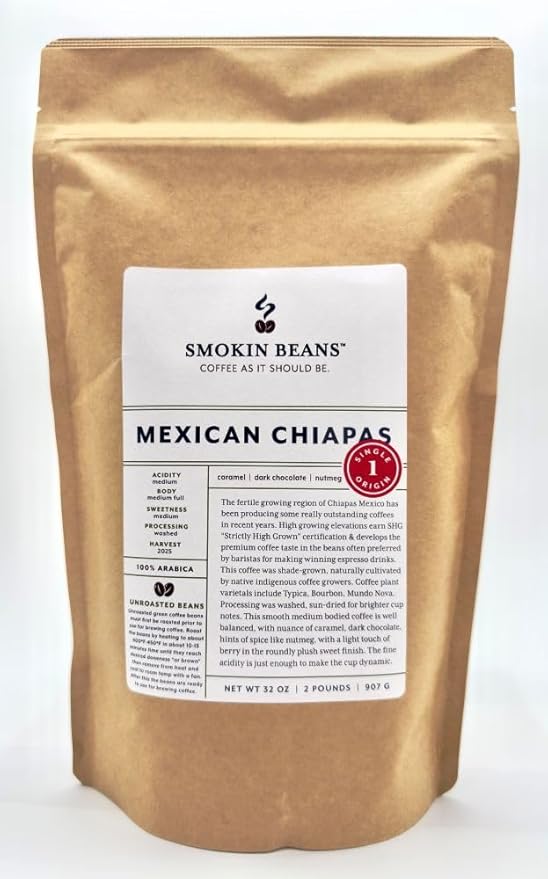 2-Pound Mexican, Unroasted Green Arabica Coffee Beans, Fresh Current Crop Specialty Grade, Roast the Beans Yourself at Home on Your Roasting Equipment Prior to Using for Brewing Coffee