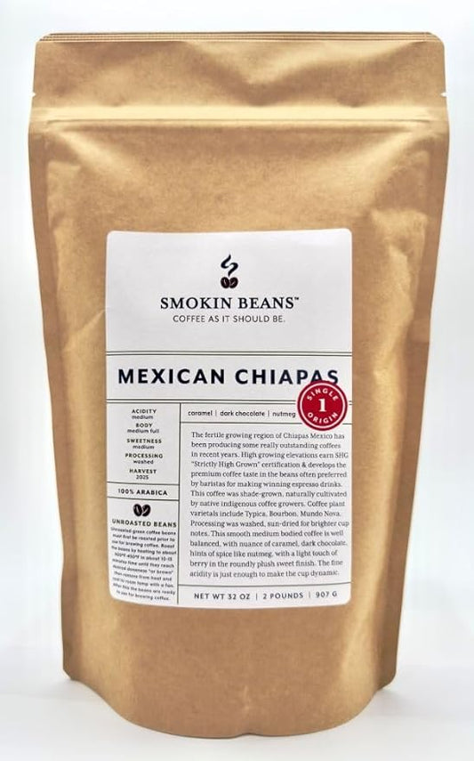 2-Pound Mexican, Unroasted Green Arabica Coffee Beans, Fresh Current Crop Specialty Grade, Roast the Beans Yourself at Home on Your Roasting Equipment Prior to Using for Brewing Coffee