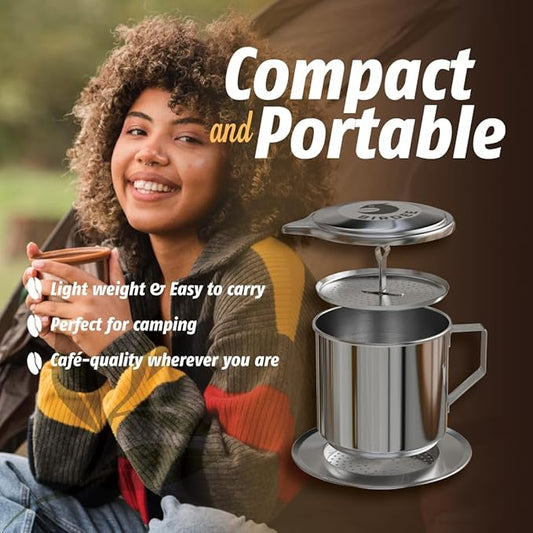Birdee Vietnamese Coffee Dripper - 12oz (Pack of 4), Stainless Steel, Medium Drip Filter, Durable, Dishwasher Safe, Home Use, Travel, Camping, Gift Sets