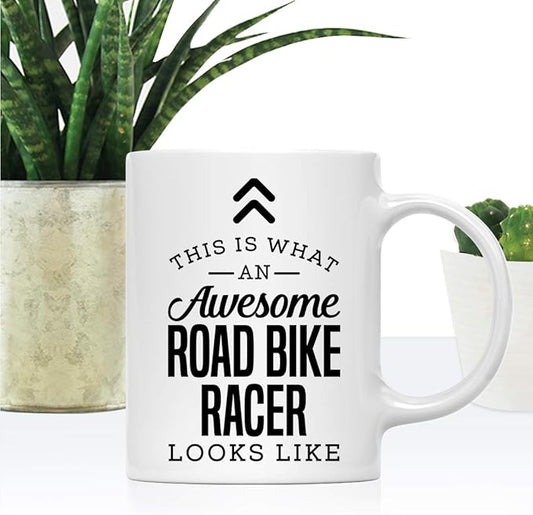 Andaz Press 11oz. Ceramic Coffee Tea Mug, This Is What an Awesome Road Bike Racer Looks Like, 1-Pack, Birthday Ideas for Coworker, Includes Gift Box