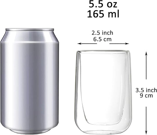 Youngever 2 Pack 5.5 Ounce Espresso Cups, Double Wall Thermo Insulated Espresso Cups, Glass Coffee Cups (Round)