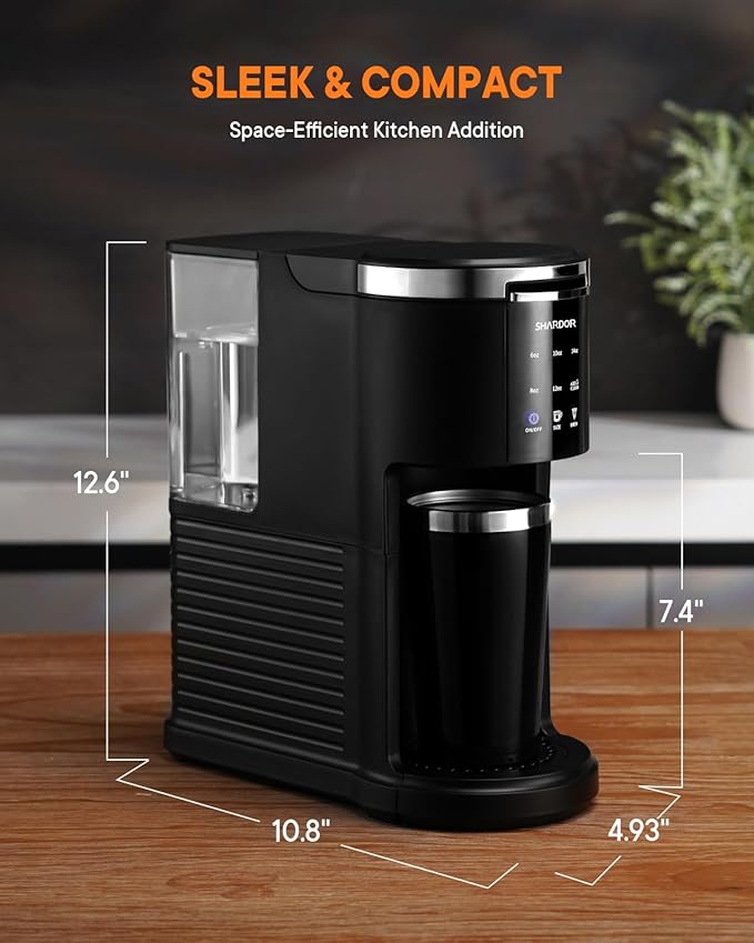 SHARDOR 3 in 1 Single Serve Coffee Machine, K Cup Coffee Maker Compatible with Ground Coffee & Teas, 6 to 14oz Brew Sizes, 40oz Removable Water Tank, Descale Settings, Black