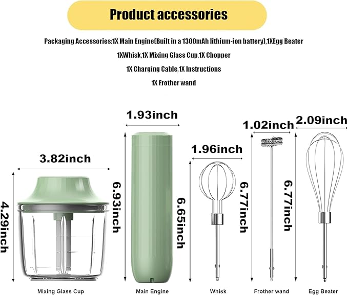 Handheld Frother,Coffee Stirrers Electric,Drink Frother Rechargeable Milk Frother, Handheld Milk Frother,Drink Mixer,Hand Mixer,Food Processor and Small Whisk,4-Speed,10Oz