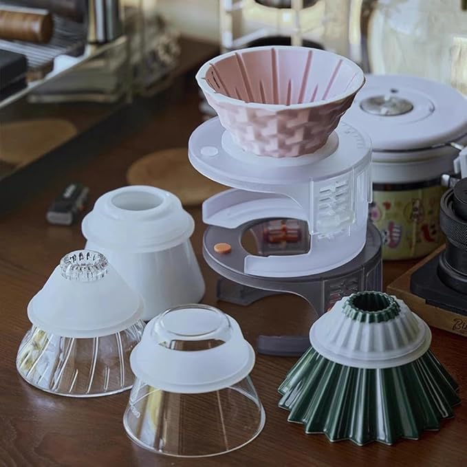 watchget Pour Over Coffee Ice Ball Dripper Stand & Filter Cup Stand Coffee Extraction Kit Adjustable Height 3-Section Detachable Portable for Outdoor Camping