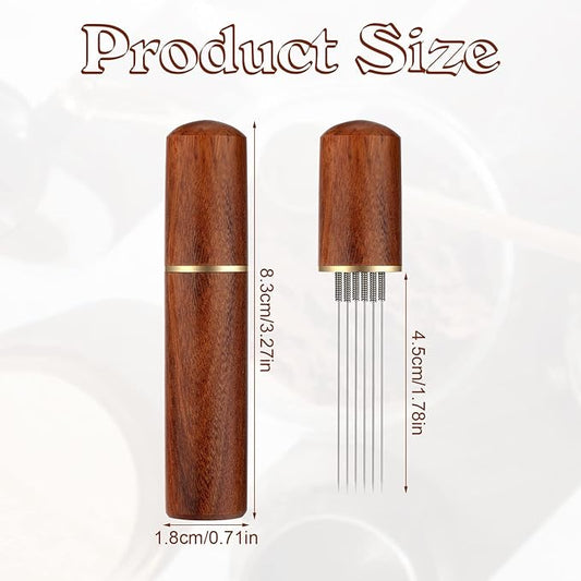 WDT Tool Espresso Accessories, Stainless Steel 6-pin Espresso Distribution Tool Espresso Stirrer WDT Tool Espresso Stirrer with Natural Walnut Handle Coffee Replaceable Needles