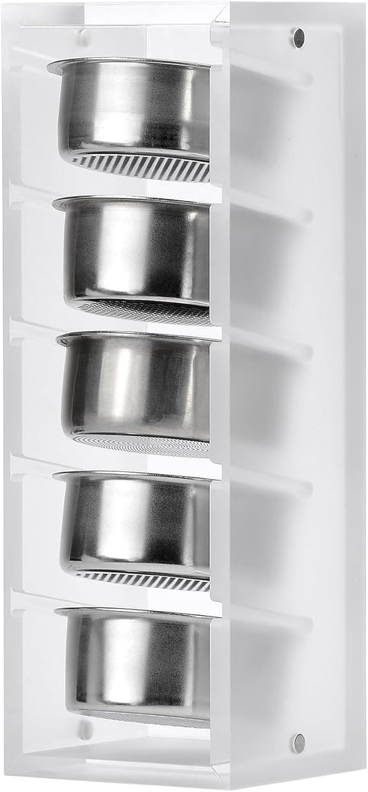 Normcore 51mm Espresso Filter Basket Stand, Holds 5 Espresso Filter Basket Rack Storage Holder Acrylic Stand for 51mm Portafilter Baskets, Frosted Clear