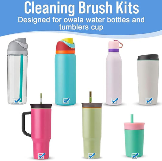 XANGNIER 5 Pcs Water Bottle Cleaner Brush Set for Owala 24oz/32oz/40oz Cup,Multifunctional Bottle Brush and Long Straw Cleaner Brush,Cleaning Kit for Owala/Stanley/Yeti Tumbler Cup Accessories