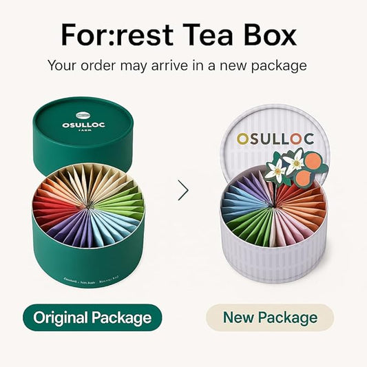 OSULLOC For:rest Tea Box (36 Count, 6 Types x 6ea,) Exquisite & Unique Gift idea For Tea Lover, Variety Gift Box Sampler, 6 Unique Blended tea from Jeju Island