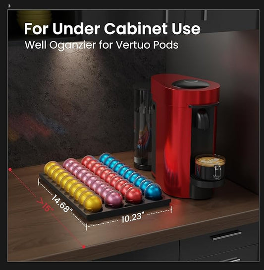 Coffee Pod Drawer Insert Compatible with Nespresso Vertuo,40 Capsules Storage Holder Tray for Counter Drawer in Home Kitchen Office