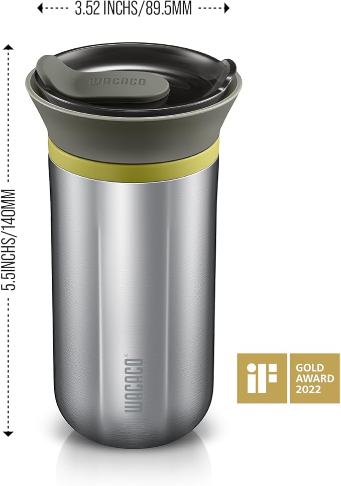 WACACO Cuppamoka Pour-Over Coffee Maker, Portable Drip Coffee Maker with 10 Cone Paper Filters, Manually Operated, Stainless Steel Coffee Brewer, 10 fl oz