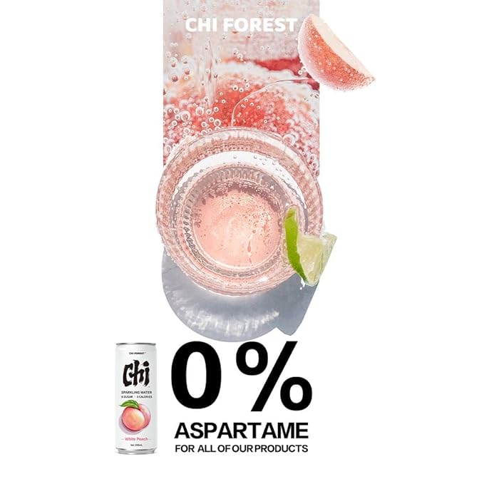 CHI FOREST Sparkling Water Beverage, Lychee & White Peach, 2 Flavors, Zero Sugar, 11.16 fl oz Cans (Pack of 24)