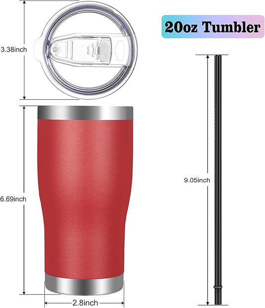 VEGOND 20oz Tumbler Stainless Steel Tumbler Cup with Lid And Straw Vacuum Insulated Double Wall Travel Coffee Mug(Brick Red 6 Pack)