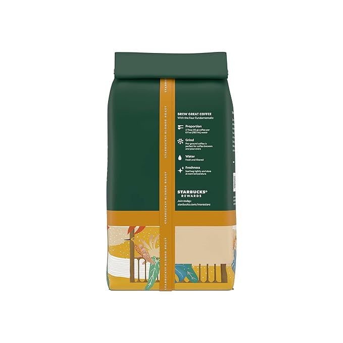 Starbucks Ground Coffee, Starbucks Blonde Roast Hot or Iced Coffee, Veranda Blend, 28 oz