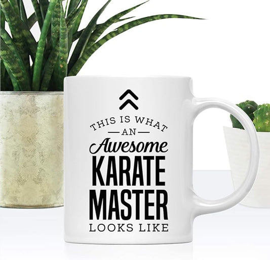 Andaz Press 11oz. Ceramic Coffee Tea Mug Thank You Gift, This is What an Awesome Karate Master Looks Like, 1-Pack, Birthday Christmas Gift Ideas Coworker Him Her, Includes Gift Box