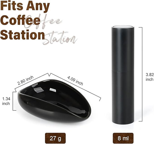 KitchenTour Precision Coffee Kit - Ceramic Coffee Bean Dosing Cup & 8ml Anti-Static Sprayer - 2-in-1 Barista Set for Espresso/Cold Brew