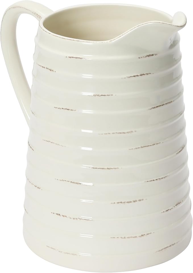 Creative Co-Op White Ceramic Pitcher
