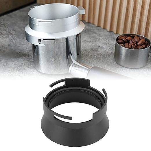 Black Coffee Dosing Funnel Ring, Aluminum Alloy Coffee Machine Accessories, 54mm Handle Dosing Funnel with Snap Design, Tight Sealing for Espresso Machines, for Home Office