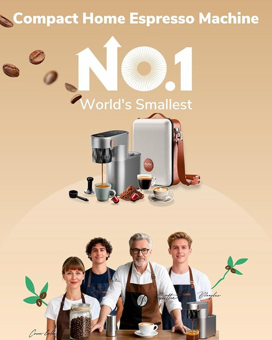 C1 Pro Small Espresso Machine, with NS Capsule & Ground Coffee, Portable Electric Coffee Maker, 20 Bar Travel Espresso Maker, Rechargeable, for RV, Car, Camping, Hiking, Office, Home Use