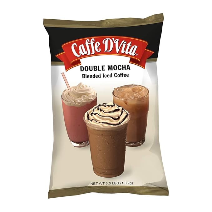 Caffe D'Vita Double Mocha Blended Ice Coffee - Mocha Frappe Mix, Blended Iced Coffee Mix, Gluten Free, No Cholesterol, No Hydrogenated Oils, No Trans Fat, Mocha Frappuccino Mix - 3.5 Lb Bag