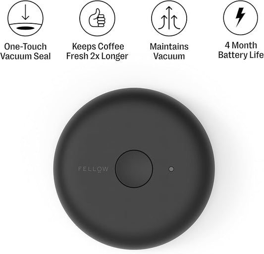 Fellow Atmos Electric Vacuum Canister & Storage Container - Airtight Coffee & Food Storage Containers - Coffee Containers - (Matte Black, 0.7 Liter)