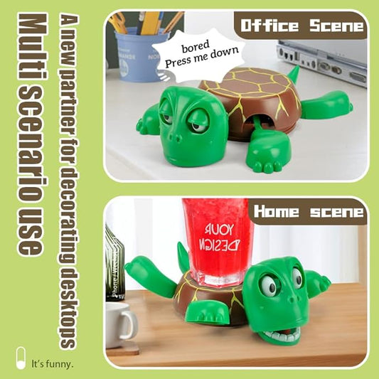 3D Pop-Up Eye Turtle Coasters - Surprise Stress-Relief Drink Coasters Set, Funny Desk Toys & Housewarming Gifts for Adults (Light Green, Silent Version)