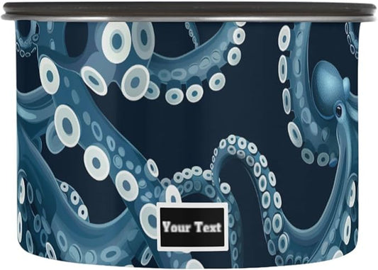 ALAZA Octopus Tentacles Kitten Cats Airtight Coffee Bean Canister Customed 900ml Food Storage Containers with Lids For Gournd, Tea, Sugar, Flour, Rice, Cereal, Candy Cookie Jar