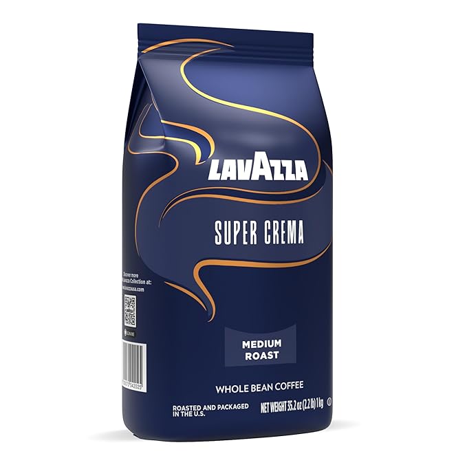 Super Crema Whole Bean Espresso Coffee, 2.2lb Bag, Vacuum-Packed