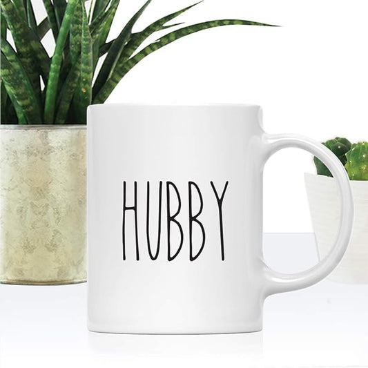Andaz Press Simple Rustic Farmhouse Kitchen Decor 11oz. Ceramic Coffee Tea Mug Gift, Hubby, 1-Pack, Birthday Christmas Gift Ideas for Family, Friends